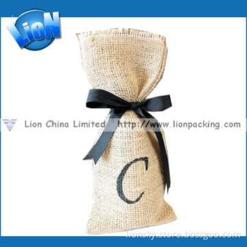 Natural Chic Burlap Jute Wine Bag for Packing Bottles (E-119)